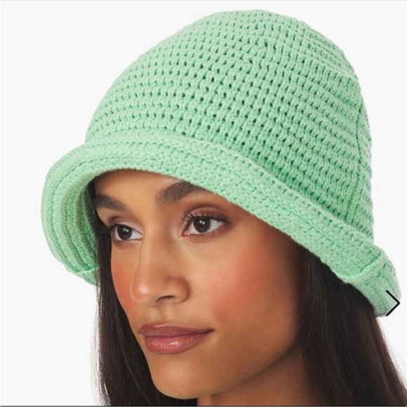 WeWoreWhat Accessories - Weworewhat Green Cotton Knit Bucket Hat